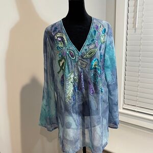Embellished Sheer Tunic Top